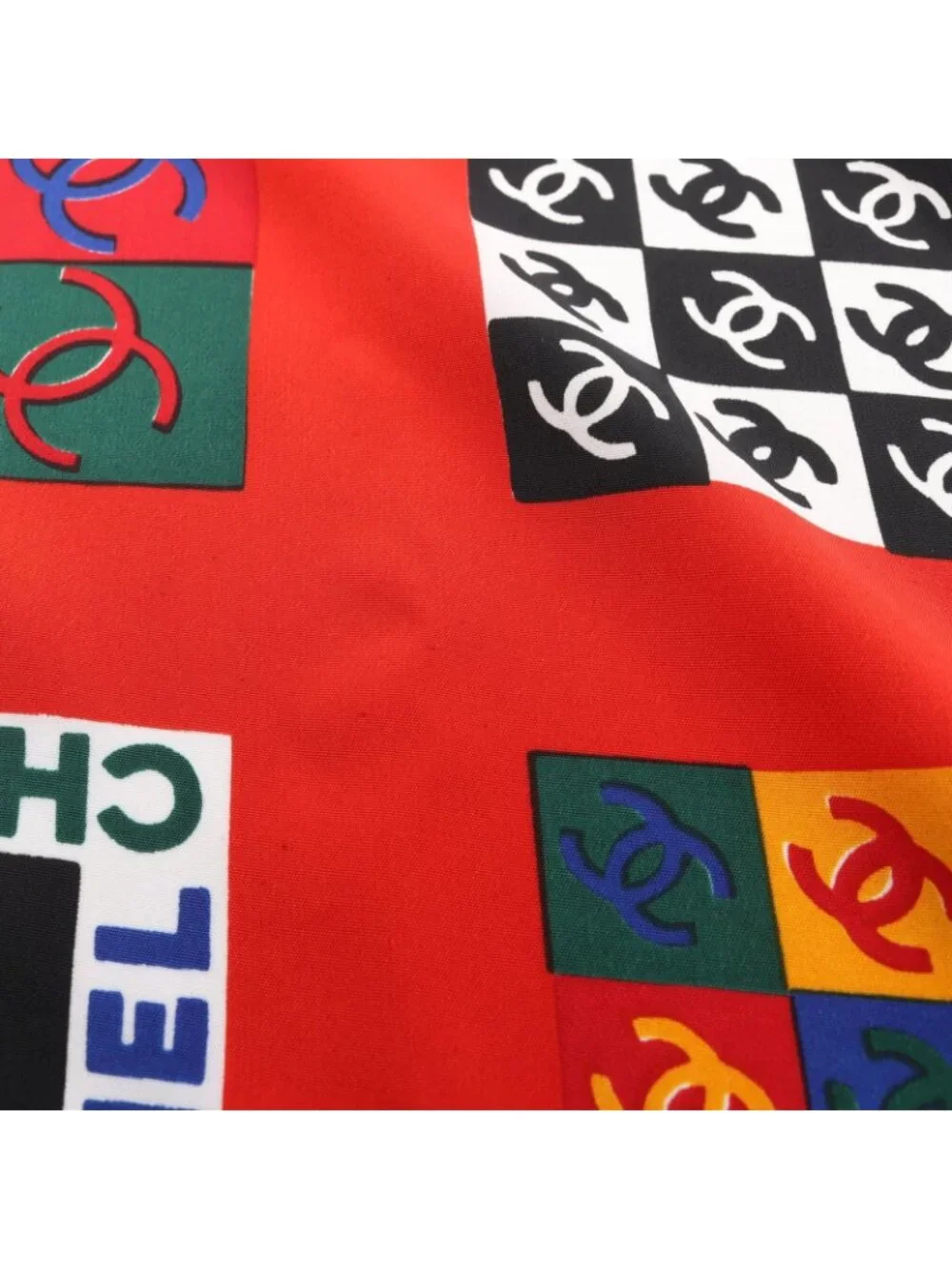 Chanel Scarf CC Logo Red Silk